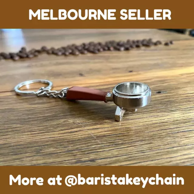 HQ Keychain Coffee Handle Keyring Barista Stainless Steel Pendant Fob