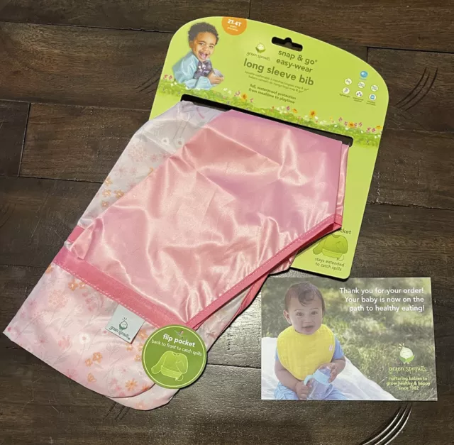 NEW GreenSprouts Long Sleeve Bib 2T - 4T Green Sprouts Bib Snap & Go Easy Wear