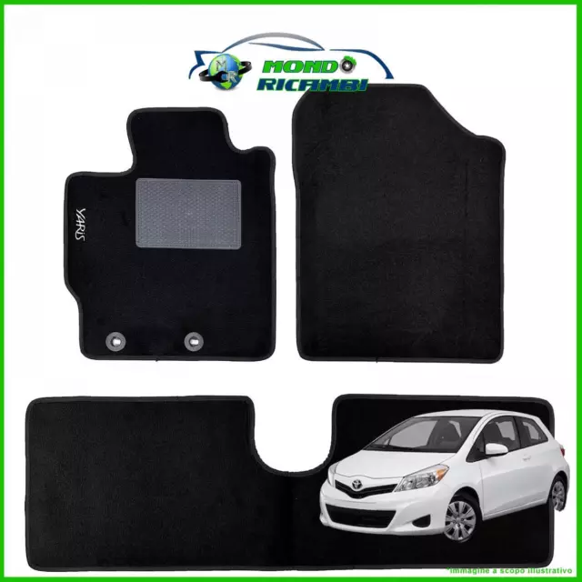 Serie 4 Tappeti - Tappetini In Moquette Neri Per Toyota Yaris Iii Da 2011 A 2020