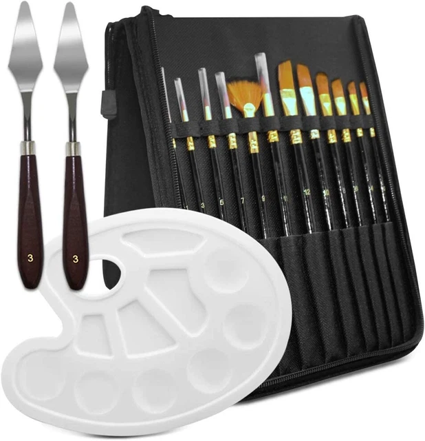 AIFUDA - Set di pennelli per pittura con custodia, 12 pennelli per pittura