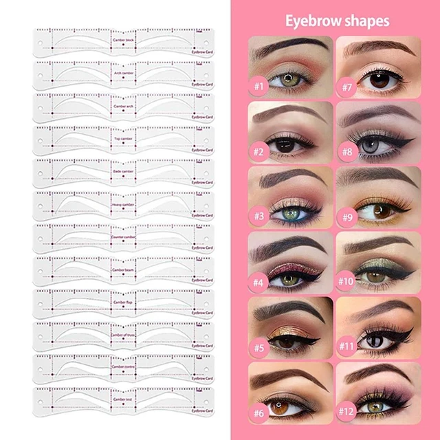 Herramientas de maquillaje plantilla para cejas 12 estilos estampilla moldeadora de aseo plantilla