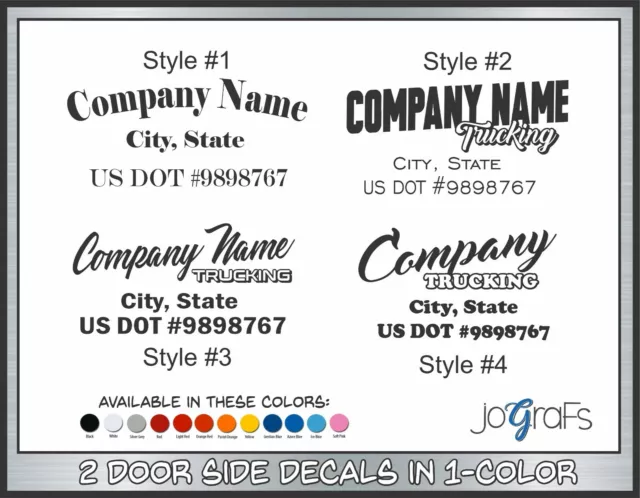 Semi Truck Lettering / Company / Business Name Vinyl / Doors Signs 1 Color 2