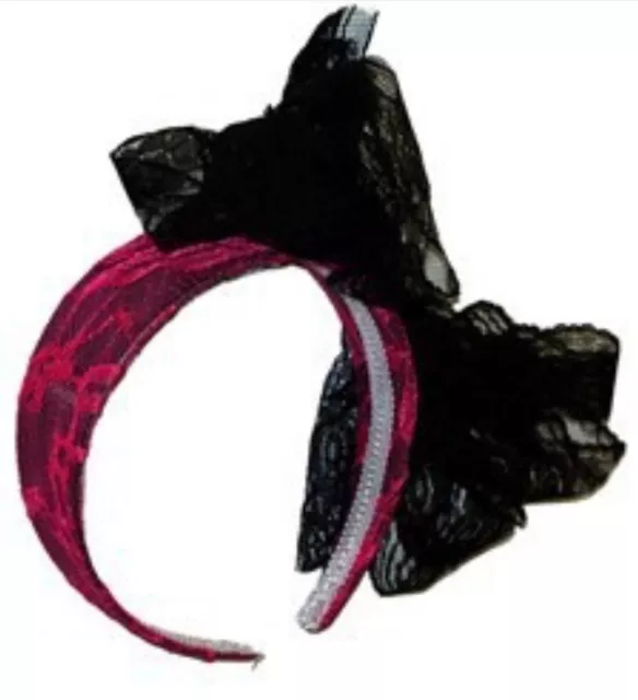 Black Pink 80's Headband Lace 1980's Pop Star Madonna Costume Fancy Dress Retro