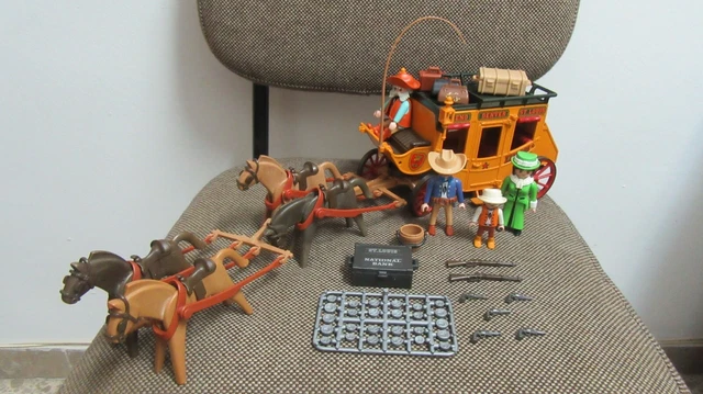 PLAYMOBIL WESTERN Oeste Diligencia Caballos Vehiculo 3803