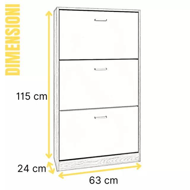 Scarpiera Salvaspazio 3 Ante A Doppia Scomparto In Legno Kit Mobile Salvaspazio 2