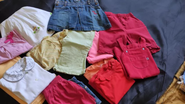 Lot vêtements bébé fille 1 An - 16 pièces - pantalons, t shirts, robes
