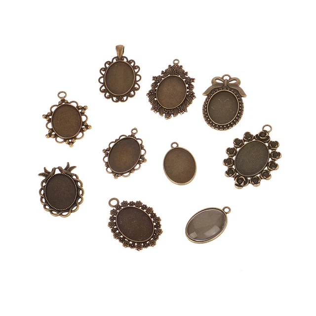 10Pcs 18*25MM Oval Blank Tray Base Setting Charms Pendant Jewerly Bottom Brac-xp