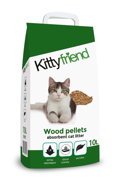 Basura de madera para gatos Kitty Friend dañada - 10 litros