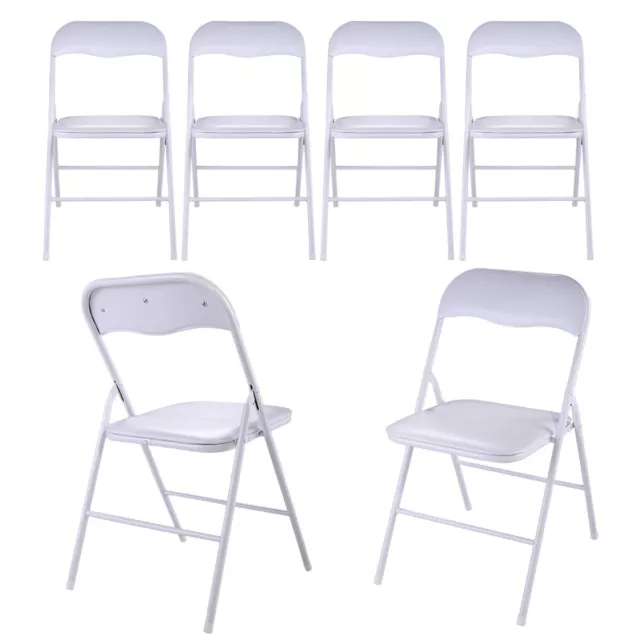 6 Pack White Commercial Plastic Folding Chairs Wedding Party Chair Stack-able