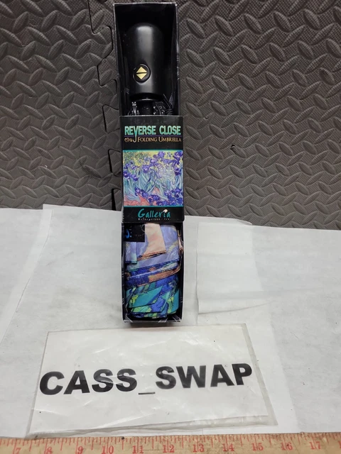 GALLERIA Van Gogh Irises REVERSE CLOSE AUTO STICK UMBRELLA