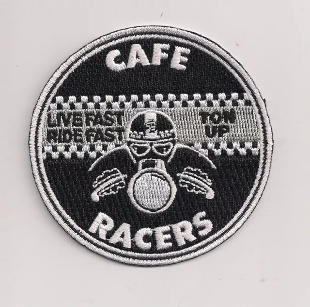 Cafe Racer b/w patch. 3 inch Rocker Ace Ton Up Triumph BSA Norton.Honda