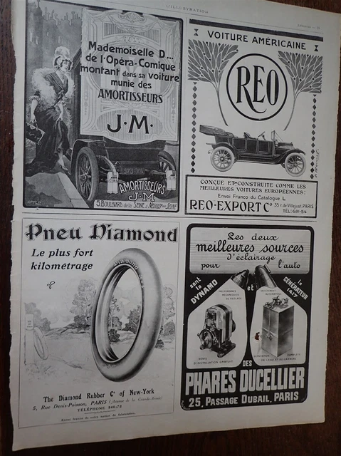 PUBLICITÉ DE PRESSE 1914 Modèles Phares Ducellier Générateur Lanternes