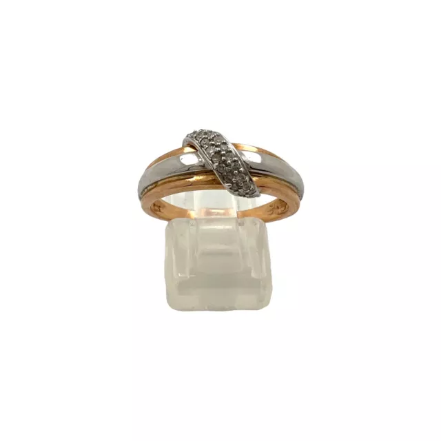Damen Ring aus 14 kt Weiß- und Rotgold mit 0.20 ct Diamanten - Gr 56 EU