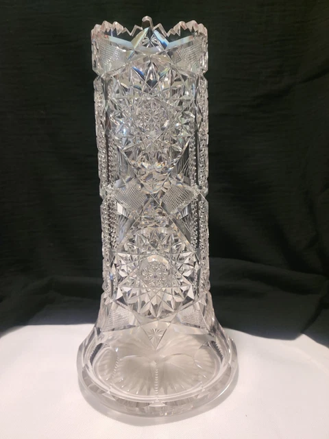 AMERICAN BRILLIANT CUT Glass Vase with Sawtooth Rim £283.25 - PicClick UK