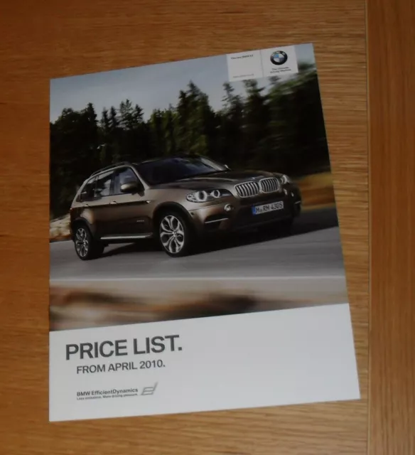 BMW X5 Price Guide Brochure April 2010 - xDrive 30d 40d 50i SE & M Sport