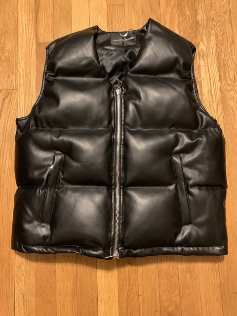Maniere de voir vegan leather puffer puffy black vest BRAND NEW!!! Retail $170