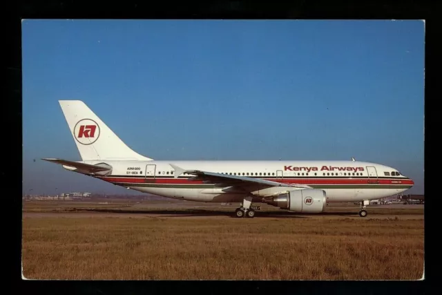 Aviation airplane chrome postcard Kenya Airlines Airbus A310-304 at Orly Paris