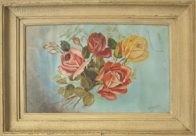 AQUARELLE   "SIGNEE G.CASPAR         " LES ROSES"           ENCADREE et VITREE