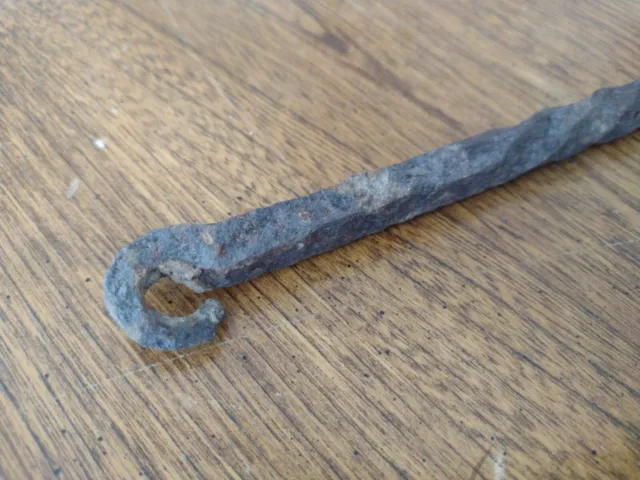 1800s Hand Forged Twisted Iron Door Latch Hook Barn Gate Hardware Salvage 2