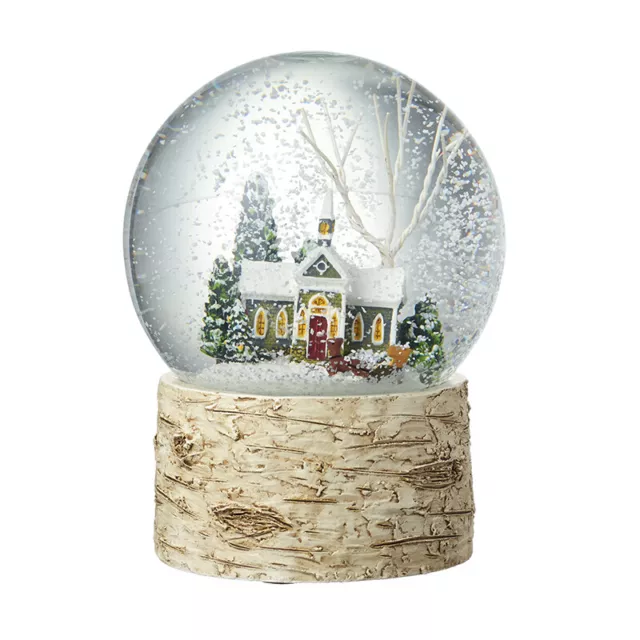 Heaven Sends Colourful House On A Birch Base Christmas Snow Globe Decoration