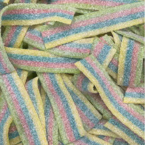 1 X 1Kg Bulk Bag Fini Sour Fantasy Rainbow Belts Sugar Coated Gummi Gummy Candy