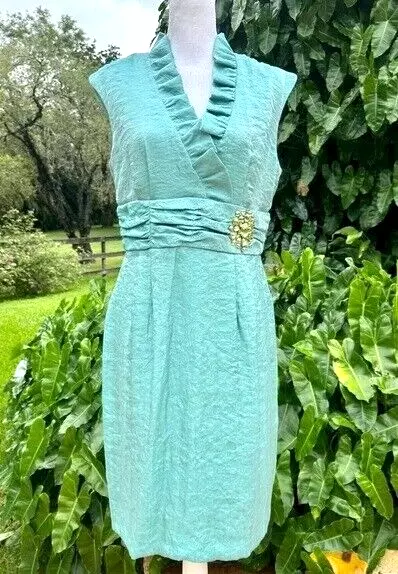 Jessica Howard Women's Size 8 Petite Cocktail Dress. Blue Green. New withTags!