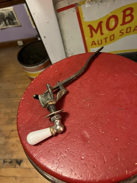 Vintage Antique Old Ampinco Brass Toilet Flusher Porcelain Handle Bathroom Parts
