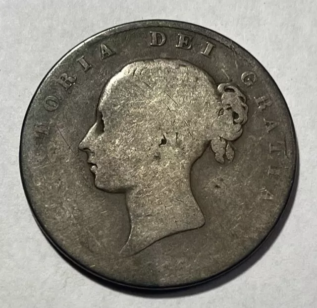 GREAT BRITAIN - Queen Victoria - Silver (1/2) Half Crown 1845 - Km-740