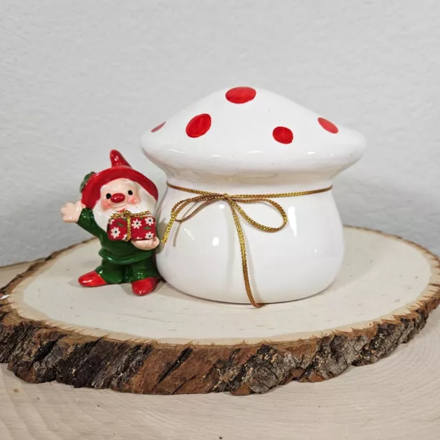 Napcoware Christmas gnome planter elf candy dish kitsch gnome planter mushroom