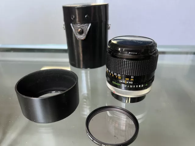 Canon FD 100mm f2.8 S.S.C. Lens with Lens Hood and Original Hard Case