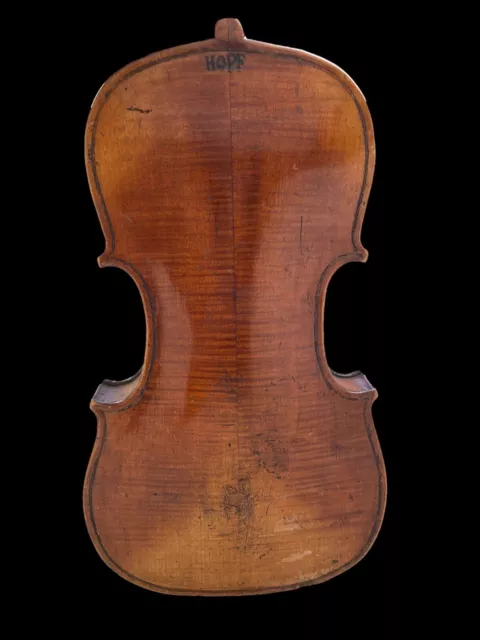 Old Full Size 4/4 Violin with Flame Flaming Stamped HOPF