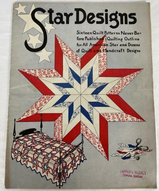 Folleto de Colección Star Designs 16 Patrones de Edredón 24 Páginas All American Star, Artesanías