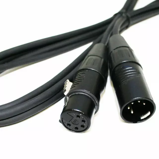 110ohm DMX Lighting leads. Spiral Shielded 5 Pin Male to Female XLR 1m 3m 5m 10m