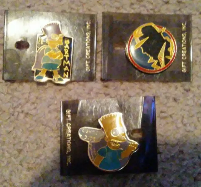 Vintage 1990 Bart Simpson Pins & Dick Tracy Gift Collections Inc The Simpsons