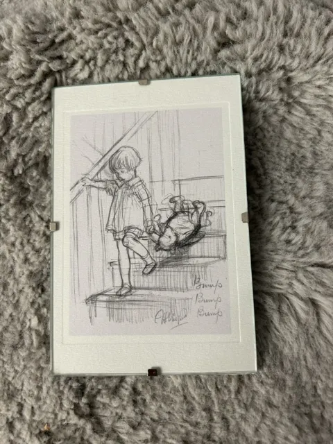 Winnie The Pooh Bump Bump Bump Small Pencil Sketch Print, Picture In 6x4 Frame