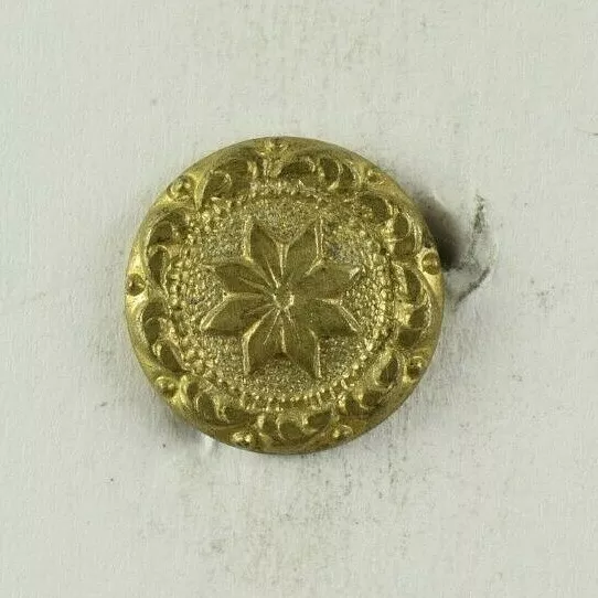 1820s-30s 1-Piece Golden Age 8 Pointed Flower Design Button E3DT