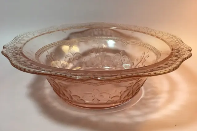 Federal Glass Patrician Pink ~ Spoke ~ Pink Depression Glass 9” Lg. Fruit Bowl