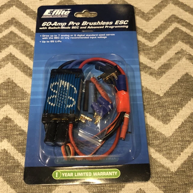NEW in PACKAGE E-FLITE 60-AMP PRO BRUSHLESS ESC RC HELICOPTER AIRPLANE EFLA1060