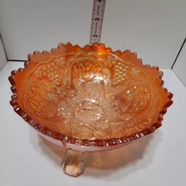Vintage Fenton Marigold Carnival Glass Lotus & Grape Bowl