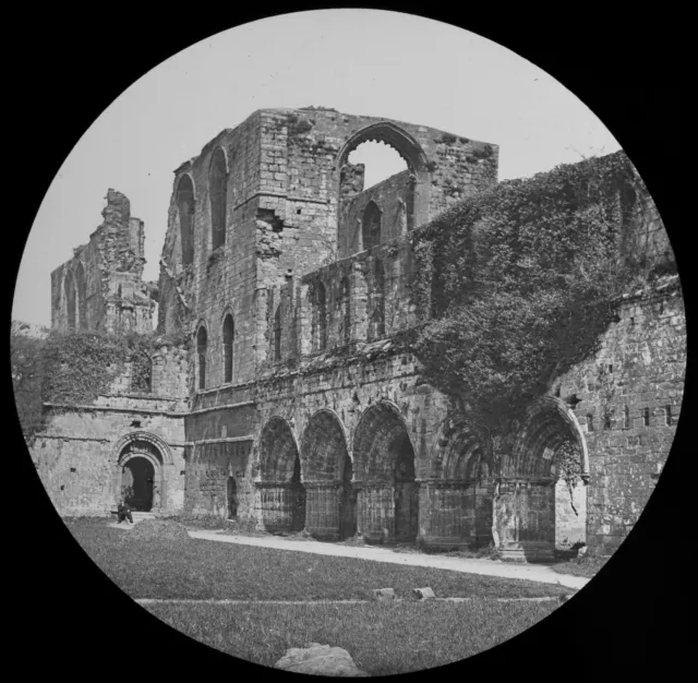 FURNESS ABBEY THE CLOISTER COURT C1890 VICTORIAN PHOTOGRAPH Magic Lantern Slide
