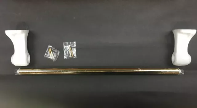 Broadway Collection Colony White Suite Towel Bar Polished Brass Porcelain 18"