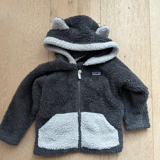 Patagonia Furry Friends Fleece Hooded Animal Ear   Zip Jacket size 12-18 months