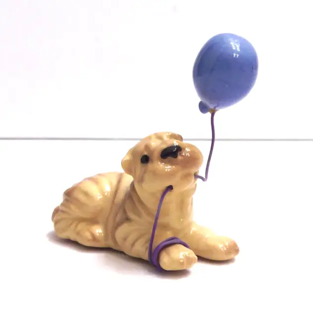Hagen Renaker Shar Pei Dog Miniature with Balloon Figurine