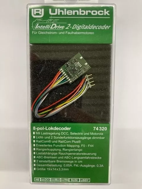 Uhlenbrock 74320 IntelliDrive 2 Digitaldecoder 8-pol-Lokdecoder DCC/Motorola #jo