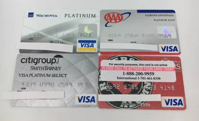 4 Expired Credit Cards For Collectors - Visa Lot (9184)