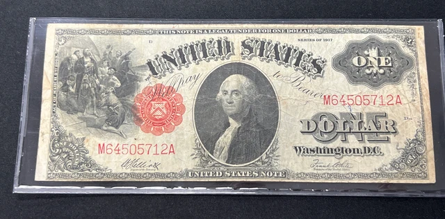 1917 $1 One Dollar United States Bank Note Large  Size