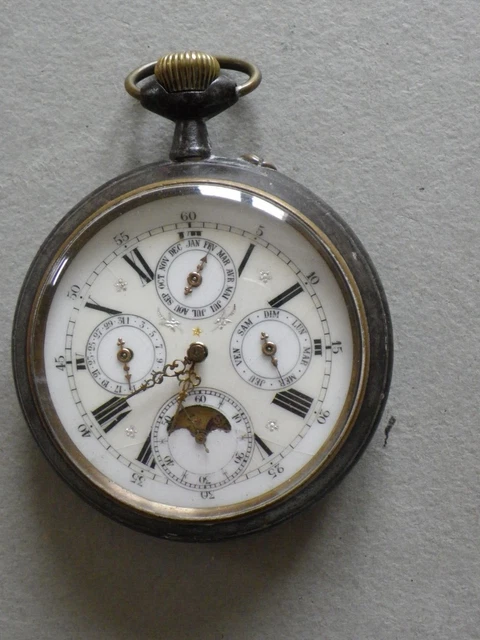 Montre de poche régulateur dite chemin de fer, boîtier en acier