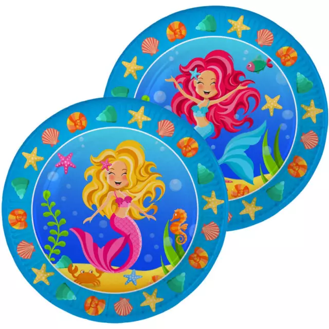 8 Sirena Plato Desechable Mermaid Vajilla de Fiesta Agua Dekoration-Geburtstag