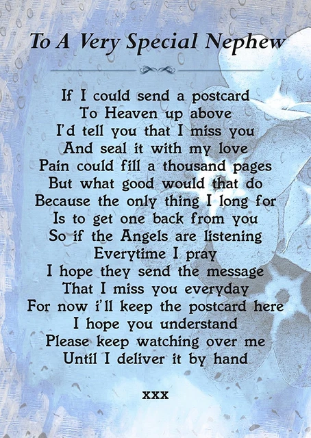 A VERY SPECIAL Nephew Memorial Graveside Poem Card With Free Ground A VERY SPECIAL Nephew Memorial Graveside Poem Card With Free Ground