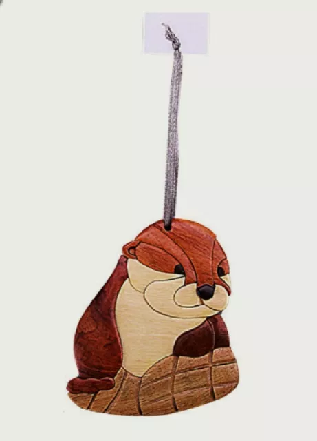 River Otter Wooden Intarsia Handmade Handcrafted Hanging Ornament